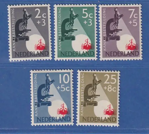 Niederlande 1955 Kampf gegen Krebs, Mikroskop Mi.-Nr. 662-666 Satz kpl. ** / MNH
