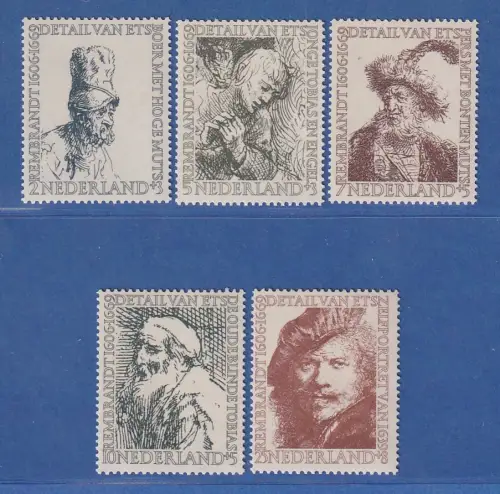 Niederlande 1956 Rembrandt Radierungen Mi.-Nr. 672-676 Satz kpl. ** / MNH