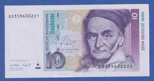 Banknote Bundesrepublik 10 DEUTSCHE MARK Gauss Serie 1999 fast bankfrisch