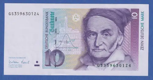 Banknote Bundesrepublik 10 DEUTSCHE MARK Gauss Serie 1999  fast bankfrisch