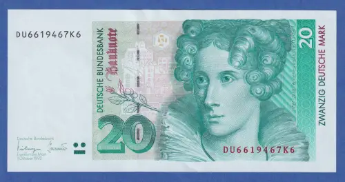 Banknote Bundesrepublik 20 DEUTSCHE MARK Hülshoff Serie 1993 fast bankfrisch