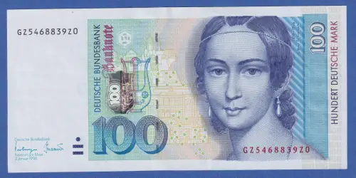 Banknote Bundesrepublik 100 DEUTSCHE MARK Schumann Serie 1996 fast bankfrisch
