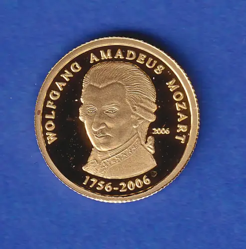 Togo 2006 Goldmünze 1500 Franc Wolfgang Amadeus Mozart 1,24g/Au999