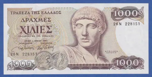 Banknote Hellas Griechenland 1000 Drachmen Serien-Nr. 26N 228151 bankfrisch