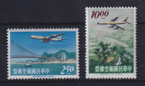 China Taiwan 1963 Flugpostmarken Mi.-Nr. 495, 497 postfrisch ** 