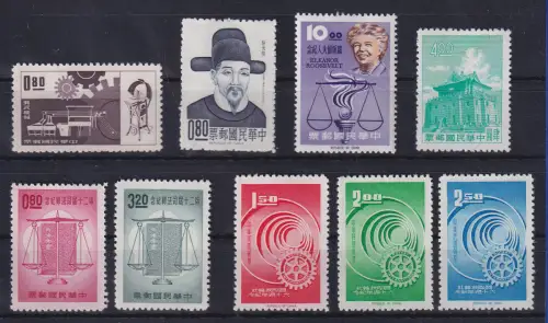 China Taiwan Lot 9 Werte (*) und **