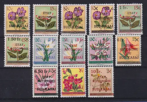 Süd-Kasai (Belgisch Kongo) 1961 Flora Blumen Blüten Mi.-Nr. 1-13 postfrisch **