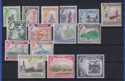 Rhodesien und Nyassaland 1959 Landestypische Motive Mi.-Nr. 19-33 postfrisch **