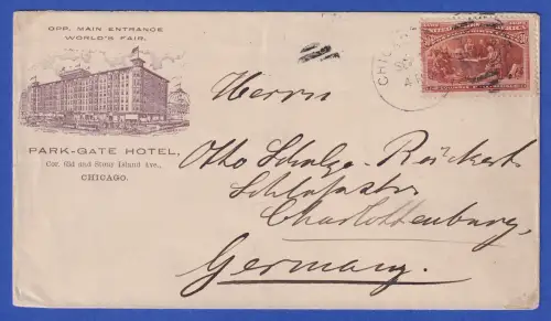 USA Columbus 30 Cent Mi.-Nr. 82 als EF auf Brief nach Deutschland O CHICAGO 1893