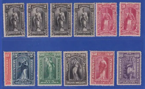 USA 1895/97 Zeitungsmarken Mi.-Nr. 42-53 Satz 12 Werte ungebraucht *