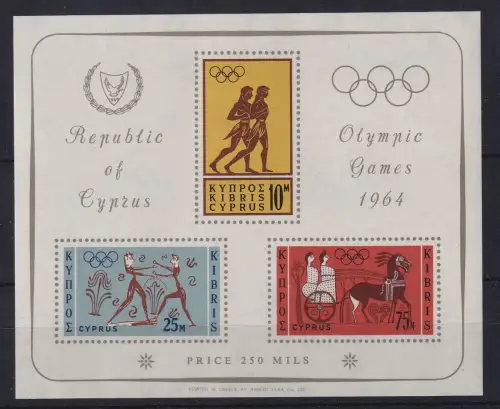 Zypern 1964 Olympische Spiele Mi.-Nr. Block 2 postfrisch **