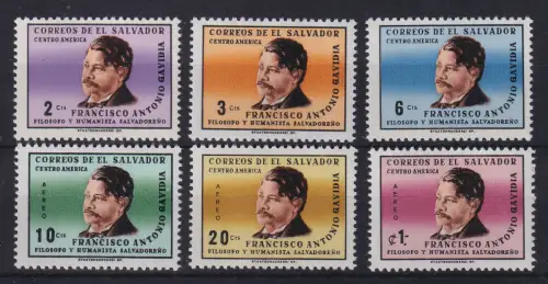 El Salvador 1965 Francisco A. Gavidia Mi.-Nr. 906-911 postfrisch **