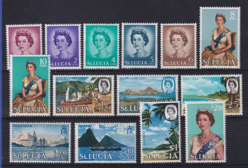 Saint Lucia Satz Mi.-Nr. 171-184 ** / MNH Queen Elisabeth II./Inselmotive