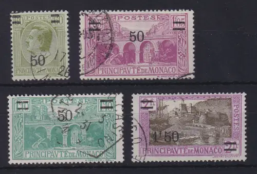 Monaco 1926/31 Neuer Wertaufdruck Mi.-Nr. 111-114 gestempelt