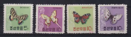 Nordkorea 1962 Schmetterlinge Mi.-Nr. 380-383 (*) 