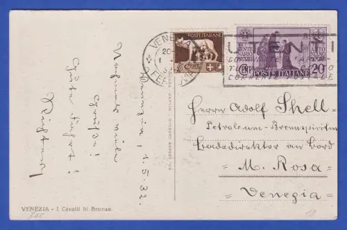 Italien Mi.-Nr. 362 u.a. auf AK Venedig O VENEZIA FERROVIA 1932