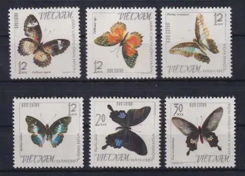 Vietnam 1965 Schmetterlinge Mi.-Nr. 405-410 (*)