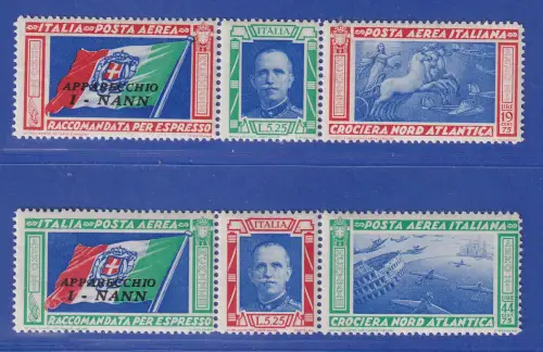 Italien 1933 Geschwaderflug dreiteilige Marken Mi.-Nr. 445-446 postfrisch **