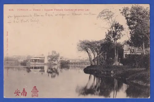 Französisch-Indochina AK Kleiner See in Hanoi gel. nach Buttstädt/Thüringen 1910