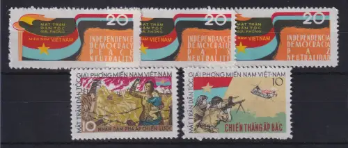 Vietnam Ausgaben der Vietcong Mi.-Nr. 1-3, 4-5 (*)