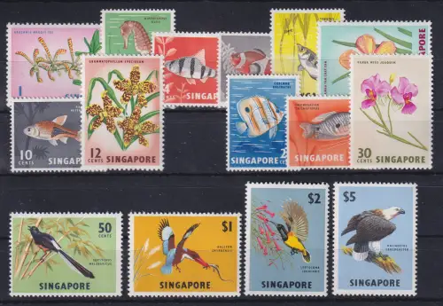 Singapur 1962/67 Flora und Fauna Mi.-Nr. 53-68 (ohne Nr. 61) kpl. postfrisch **
