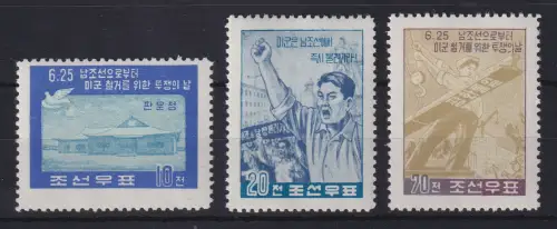 Nordkorea 1959 Kampf gegen die USA Mi.-Nr. 183-185 (Teilsatz, Nr. 186 fehlt) **