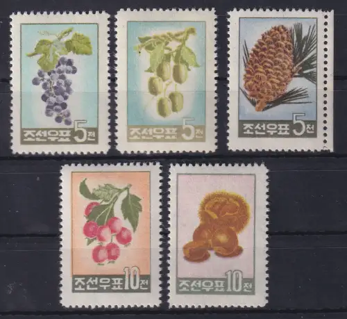 Nordkorea 1960 Wildfrüchte Mi.-Nr. 218-222 Satz kpl. postfrisch **