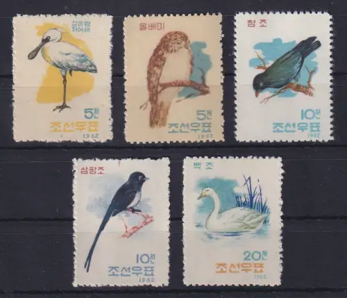 Nordkorea 1962 Vögel Mi.-Nr. 402-406 Satz kpl. (*)