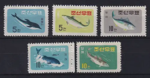 Nordkorea 1961 Fische und Wale Mi.-Nr. 293-297 Satz kpl. (*)