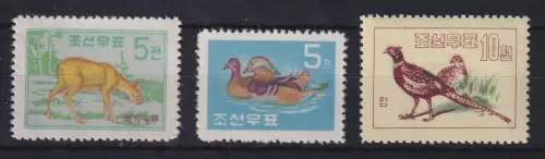 Nordkorea 1959 Tierschutz Mi.-Nr. 205, 206, 208 (*)