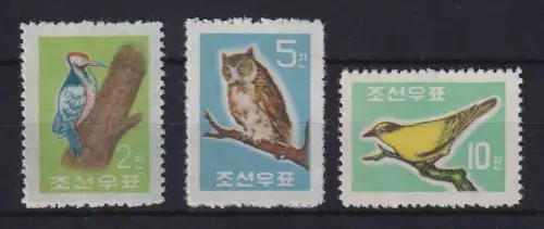 Nordkorea 1961 Vögel Mi.-Nr. 298-300 Satz (*)