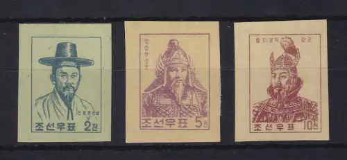 Nordkorea 1959 Persönlichkeiten geschnitten Mi.-Nr. 165 B, 167 B, 169 B (*)