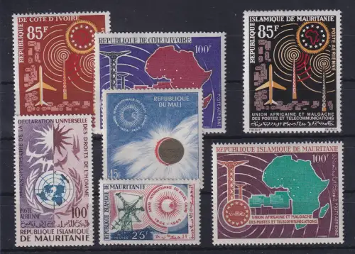 Mauretanien / Mali / Elfenbeinküste Lot 7 Werte Internationale Thematik **