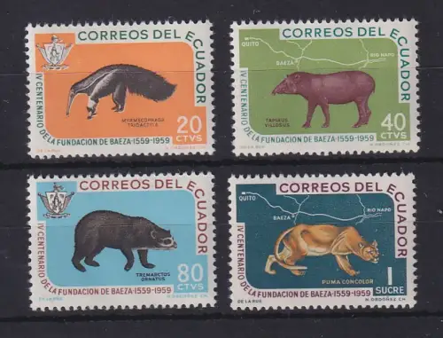 Ecuador 1960 Stadtjubiläum Baeza / Wildtiere Mi.-Nr. 1021-1024 postfrisch **