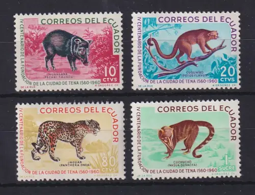 Ecuador 1960 Stadtjubiläum Tena / Wildtiere Mi.-Nr. 1066-1069 postfrisch **