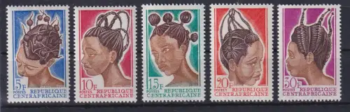 Zentralafrikanische Republik 1967 Weibliche Frisuren Mi.-Nr. 138-142 **