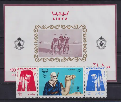 Libyen 1966 Tuareg Mi.-Nr. 219-221 und Block 16 postfrisch **