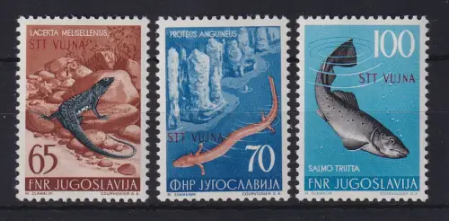 Triest Zone B 1954 Fauna Mi.-Nr. 132-134, 3 Höchstwerte postfrisch **