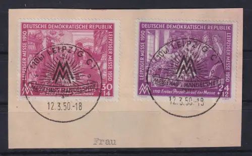 DDR 1950 Leipziger Messe Mi.-Nr. 248-249  mit So.-O LEIPZIG  auf Briefstück