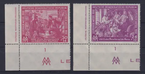 DDR 1950 Leipziger Messe Mi.-Nr.248-249 Eckrandstücke UL mit Druckereizeichen **