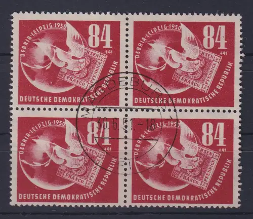 DDR 1950 DEBRIA Leipzig Mi.-Nr. 260 Viererblock zentrisch O MAGDEBURG
