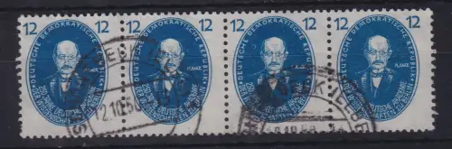 DDR 1950 Akademie 12 Pfg. Planck Mi.-Nr. 266a Viererstreifen O SCHÖNEBECK (ELBE)