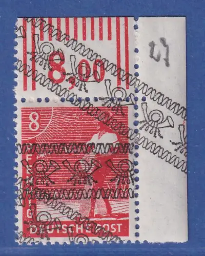 Bandaufdruck 8Pfg Doppelaufdruck normal / diagonal Mi.-Nr. 38 I DDF Ecke OR **