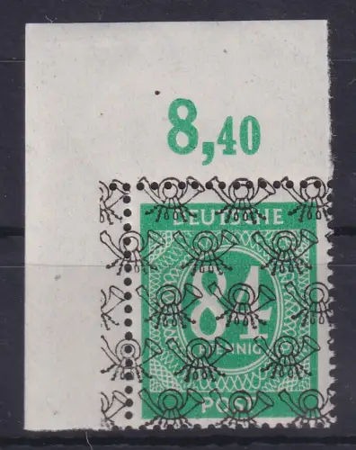 Bizone Netzaufdruck auf 84Pfg Ziffer Mi.-Nr. 68 II Eckrandstück OL postfrisch **