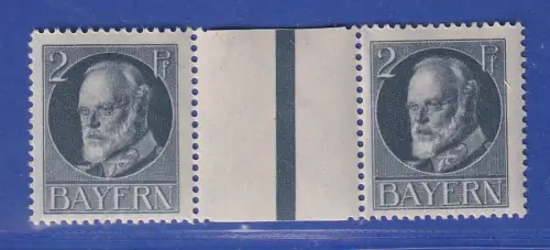 Bayern 1916 Ludwig III. 2 Pfg.  Zwischenstegpaar Mi.-Nr. 110A ZW postfrisch **
