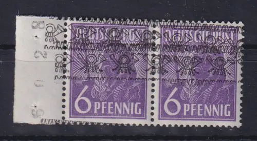 Bizone 1948 Währungsreform Bandaufdruck Mi.-Nr. 37 I Paar mit Doppelaufdruck **