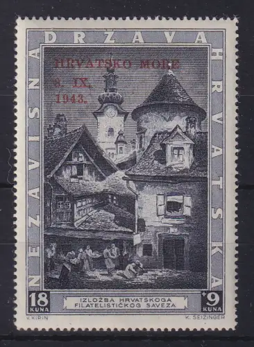 Kroatien 1943 Marke mit Aufdruck HRVATSKO MORE Mi.-Nr. 117 postfrisch **