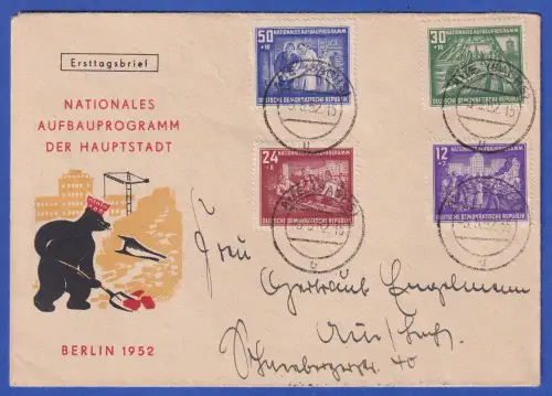 DDR 1952 Aufbauprogramm Mi.-Nr. 303-306 Satz auf FDC O AUE