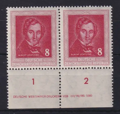 DDR 1952 Komponisten - Lortzing Mi.-Nr. 309YI DV Randpaar postfrisch **