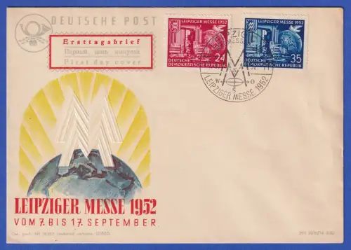 DDR 1952 Leipziger Messe Mi.-Nr. 315-316 auf FDC mit So.-O LEIPZIG